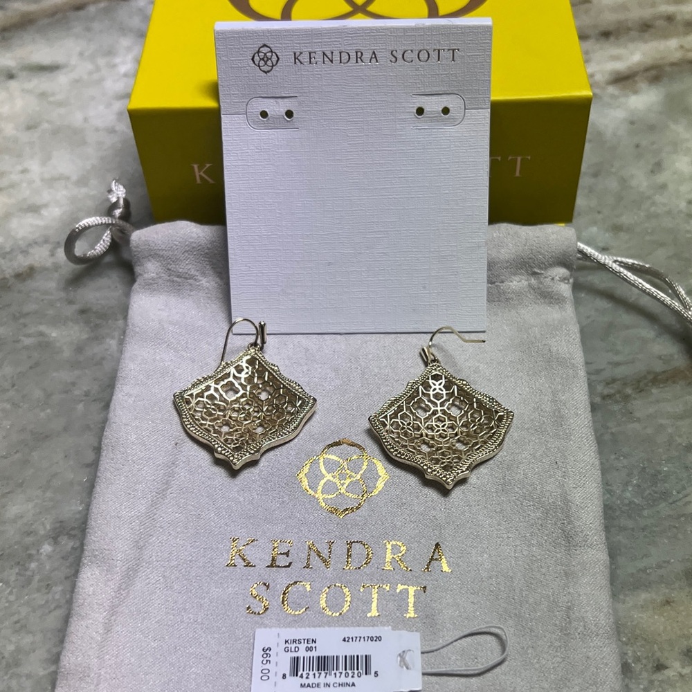 Kendra Scott Gold Statement Earrings - Picture 3 of 4